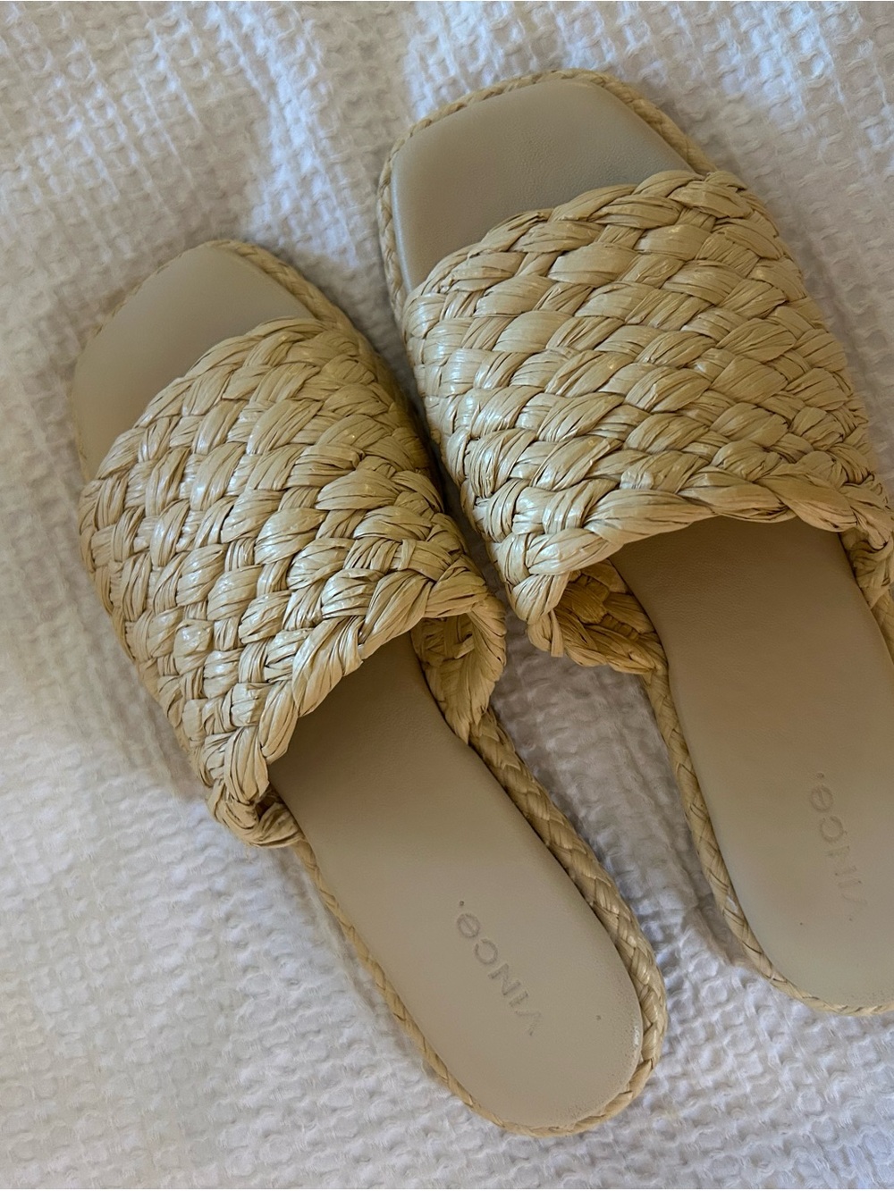 Vince Woven Slide Sandals in Natural - Picture 3 of 4
